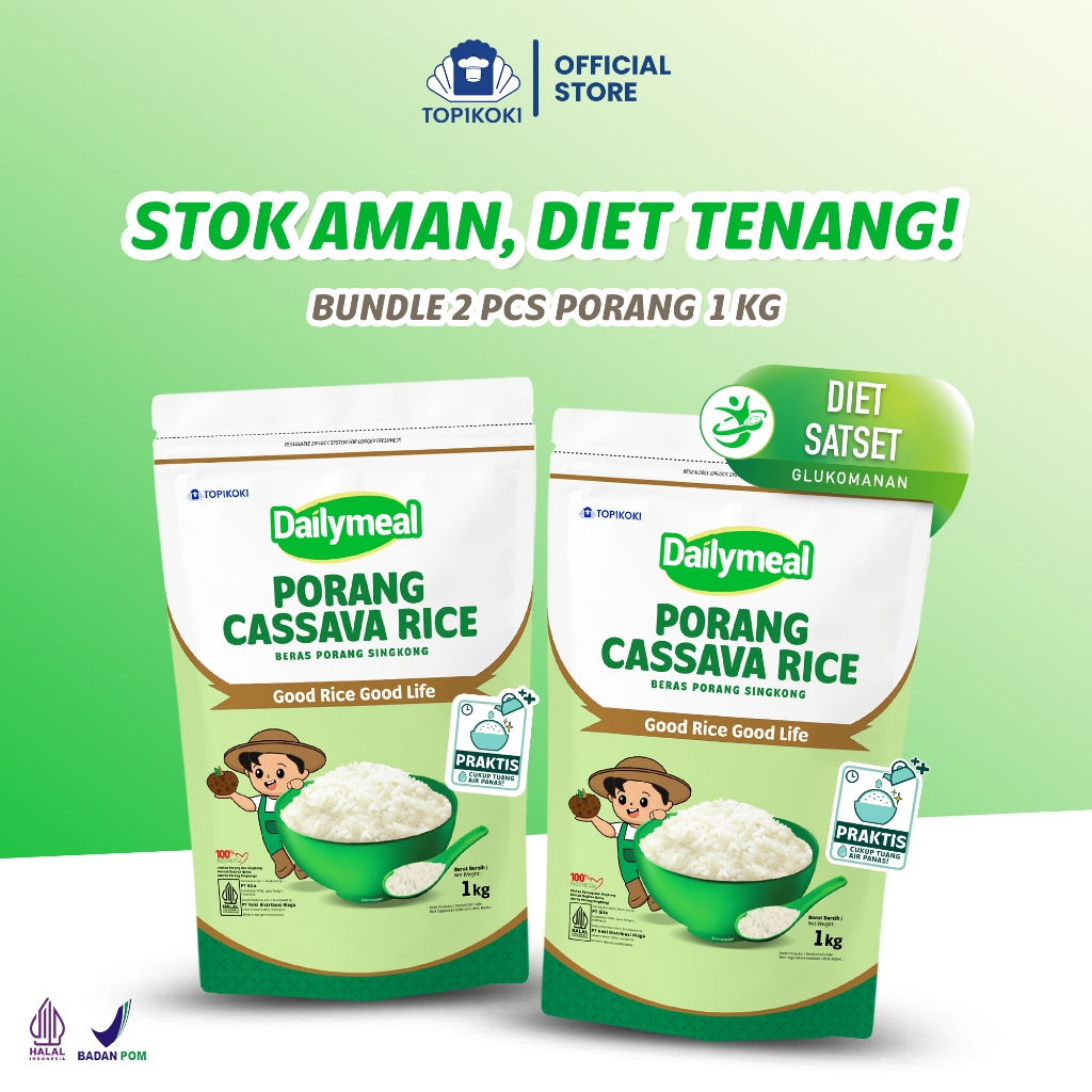 

[Bundling Hemat] Dailymeal - Porang Cassava Rice (Beras Porang) 1 kg (2pcs) – Pilihan Karbo Sehat untuk Diet Sehat