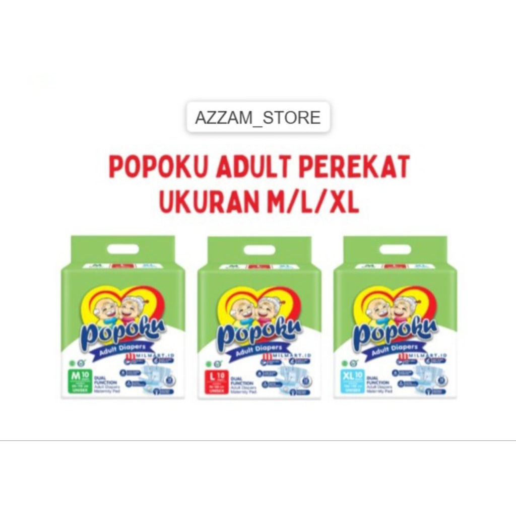 POPOKU ADULT DIAPERS ZISE XL ISI 10 PCS POPOK PEREKAT DEWASA