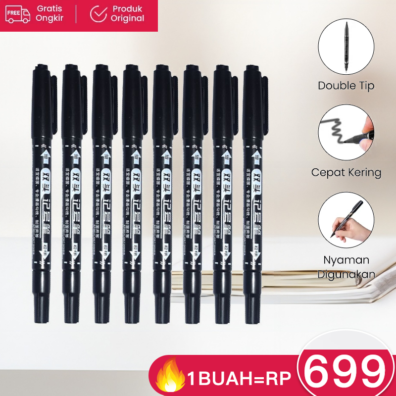 

Spidol marker- 2-tip spidol permanen anti air 0.5mm/1.0mm Cepat kering 100PCS Tahan Air Alat Tulis Spidol Cepat Kering Tinta Minyak Hitam Tidak Pudar