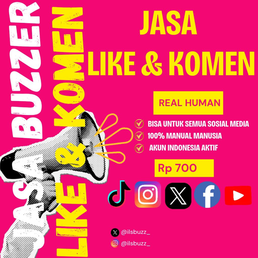 LIKE DAN KOMEN REAL HUMAN TIKTOK INSTAGRAM TWITTER FACEBOOK YOUTUBE