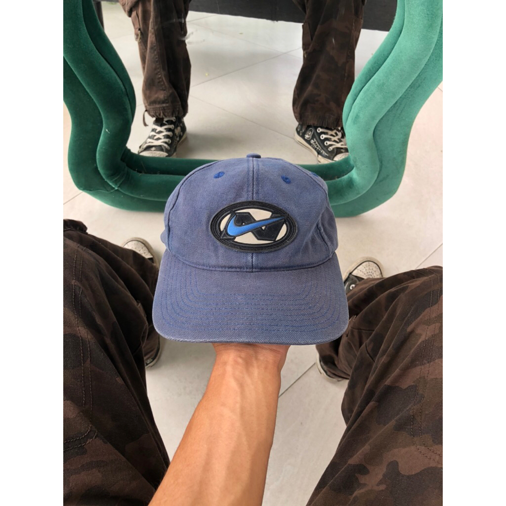 Vintage 90s NiKE Blue Embroidery Reflector C195 Men Hat Accessory Sports Ori