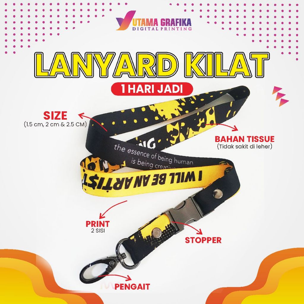 

( ) LANYARD CUSTOM print sublim / tali id card / Kalung ID CARD ukuran 1.5 cm