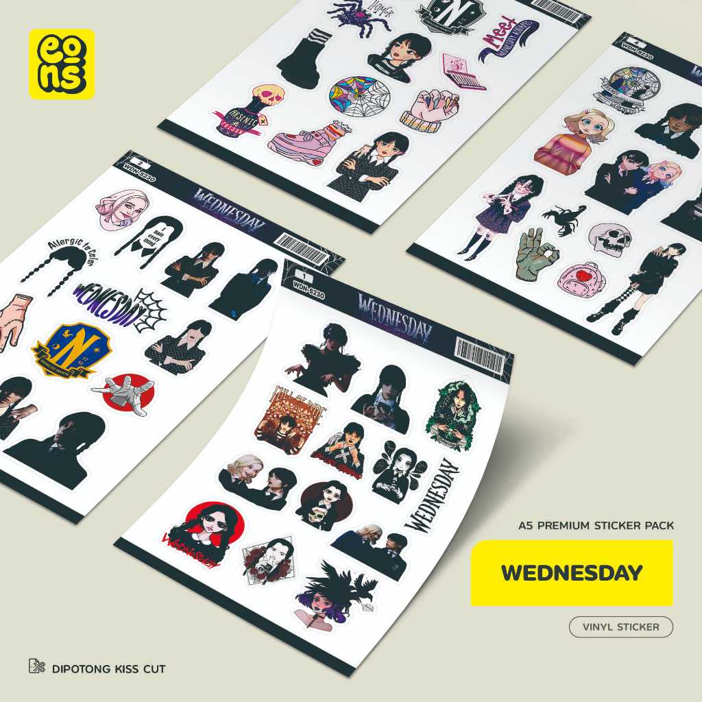 

Stiker Pack WEDNESDAY Waterproof Aesthetic- untuk Laptop, Motor, dan Helm - Paper Stationery