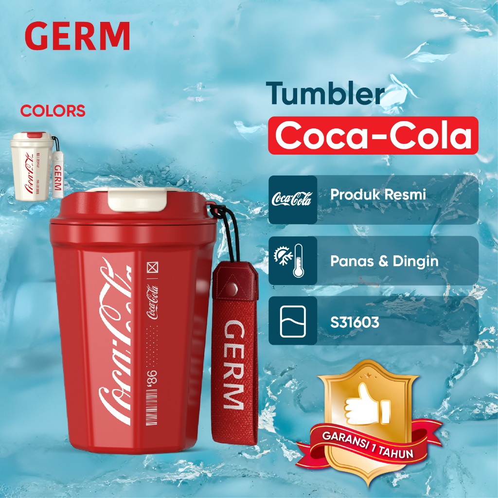 GERM Coca-Cola S31603 Cangkir Termos Baja Tahan Karat Cangkir Kopi Cangkir Termos Dingin Portabel