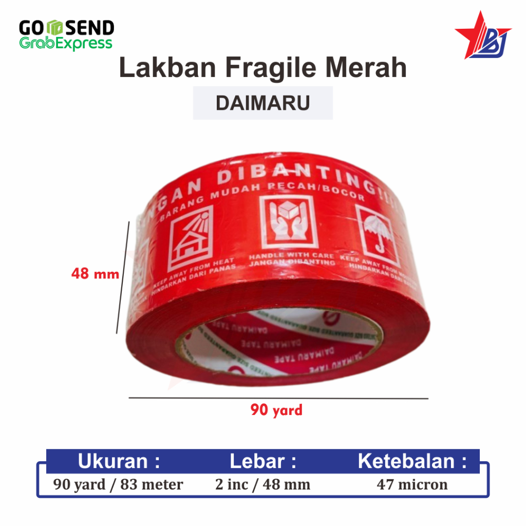 

Daimaru/Star/Tape/Lakban/Selotip/Fragile/Super Lengkat/FreeOngkir/Merah dan Putih Termurah/Grosiran