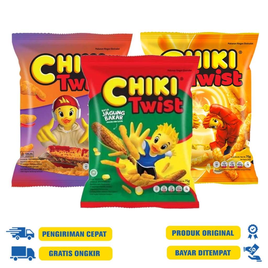 

Chiki Twist Roasted Corn - Jagung Bakar 75GR | Pedas Manis 65 GR | Keju 70GR