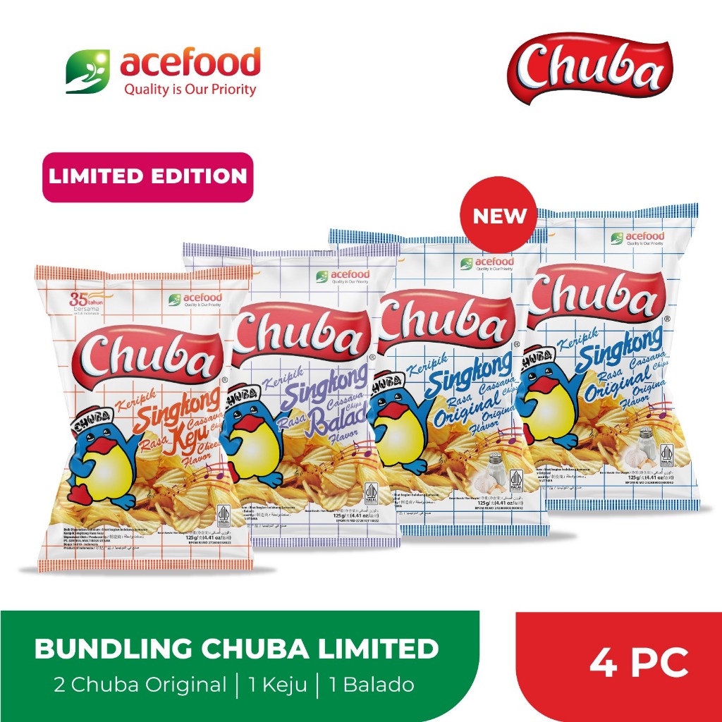 

Chuba Keripik Singkong Limited Edition Pasti Seru 125 Gr - 4 pcs