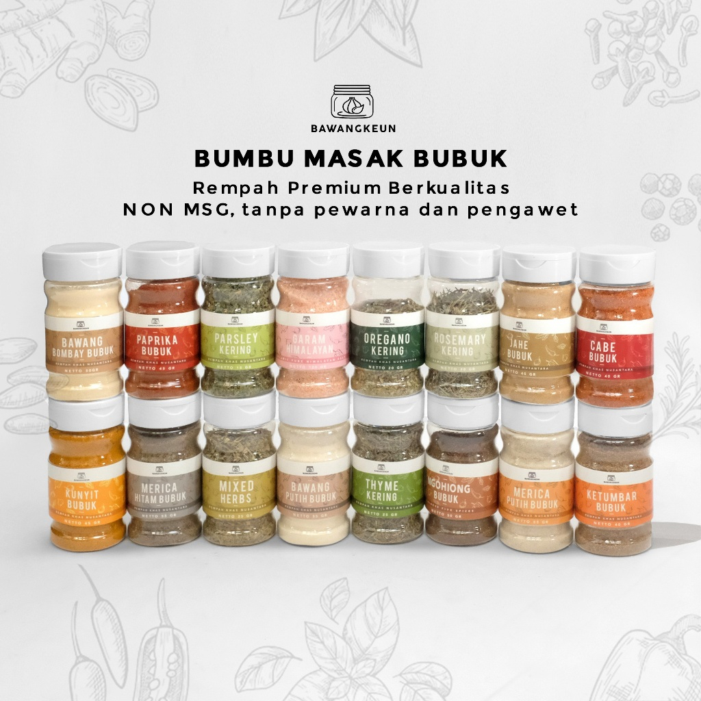 

Bumbu Masak Bubuk Powder Lengkap by BAWANGKEUN Garlic Powder Bawang Putih Bubuk Paprika Parsley Lada