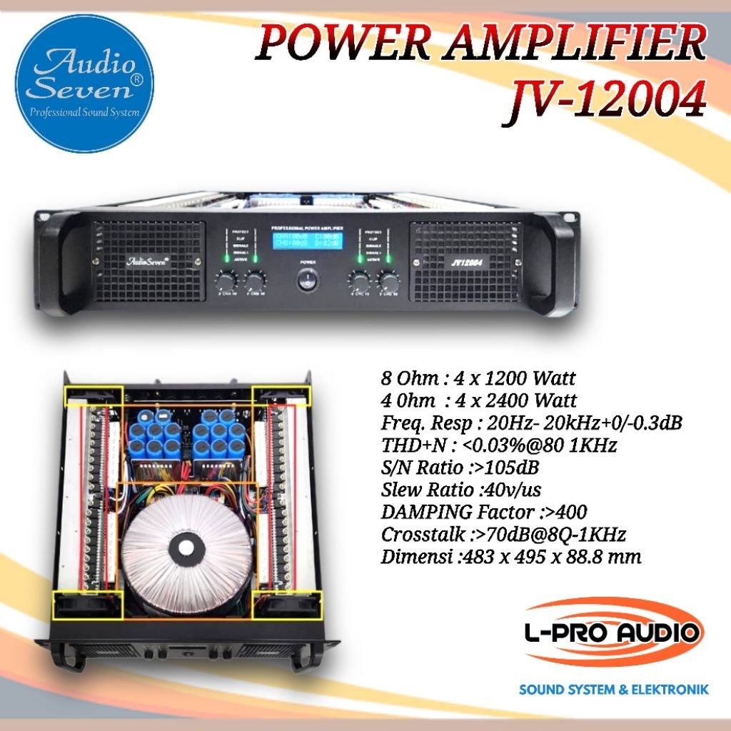 Power Amplifier AUDIO SEVEN ORIGINAL JV-12004 4 chanel 4x1200 watt