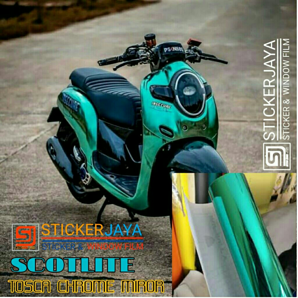 Skotlet Sticker Motor Hijau Tosca Crom Metalik Sekotlet Motor Mobil Otomotif Skotlet Glosy MIror
