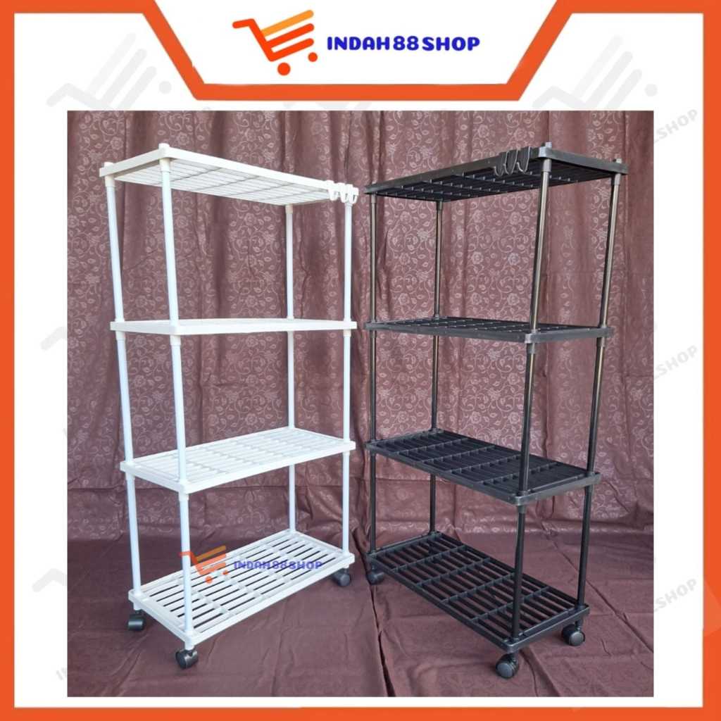 Rak Susun Serbaguna / Rak Dapur 4 Tingkat Dengan Roda