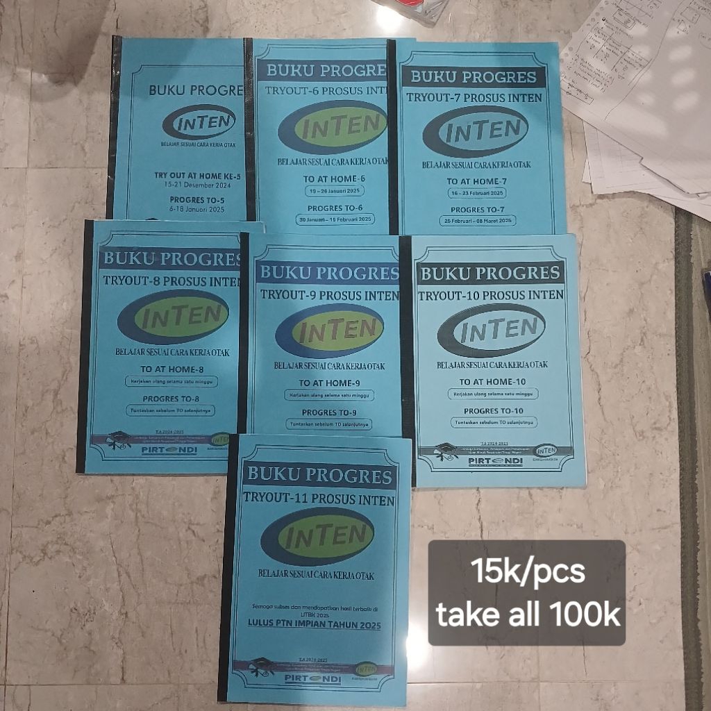 BUKU PROGRES TRY OUT INTEN PRELOVED