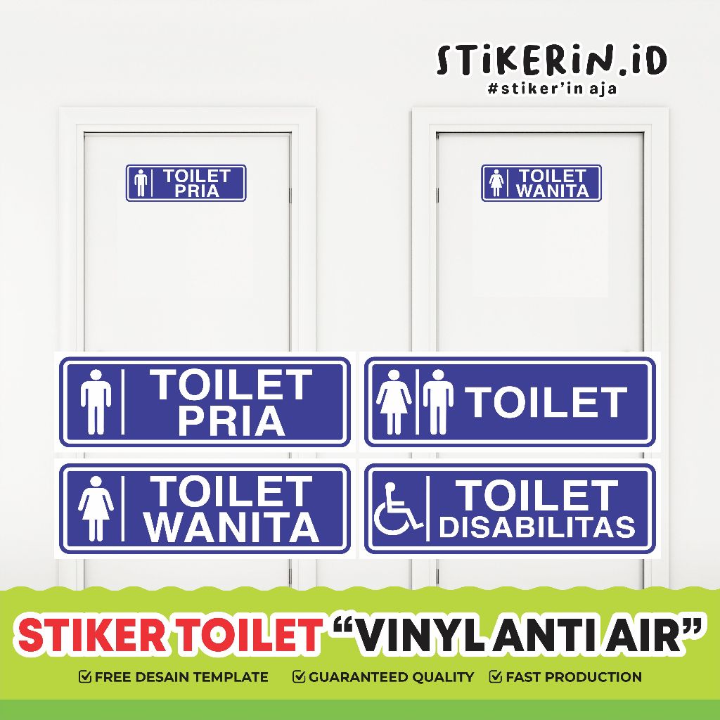 

Stiker Pintu Toilet Kamar Mandi Wanita Pria / Stiker Toilet / Stiker bahan Vinyl Glossy Anti Air