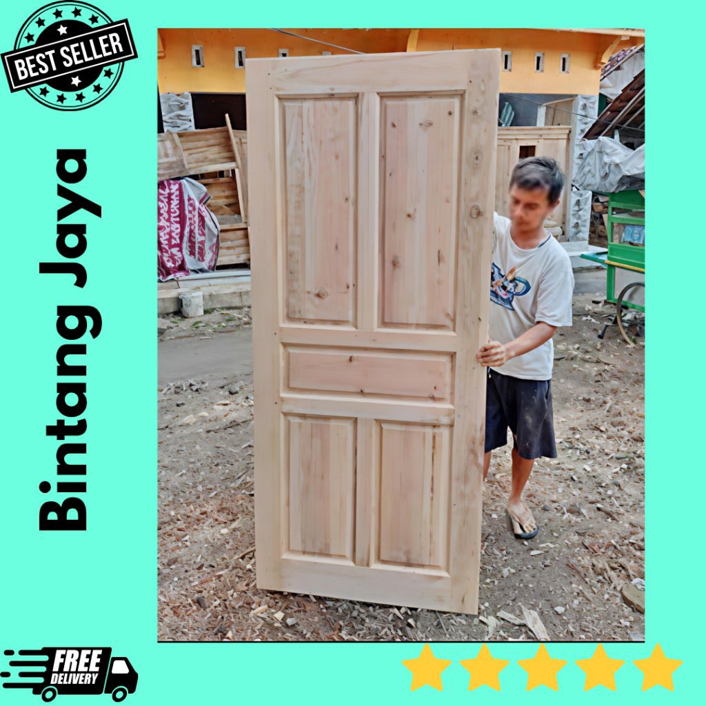 Daun Pintu Depan Rumah Kayu Mahoni Minimalis Modern Pintu Kamar Murah