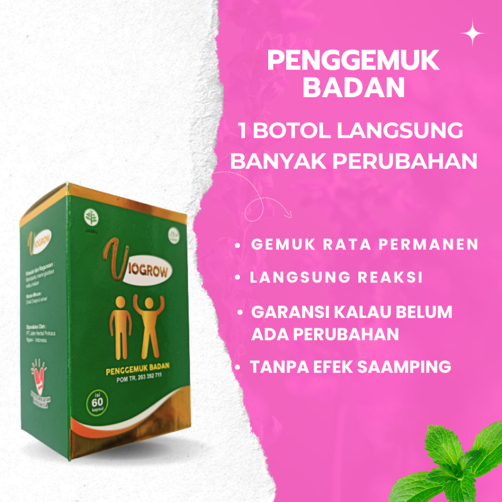 Multivitamin Herbal Suplemen Viogrow Obat gemuk Permanen Penggemuk badan herbal alami serta penambah