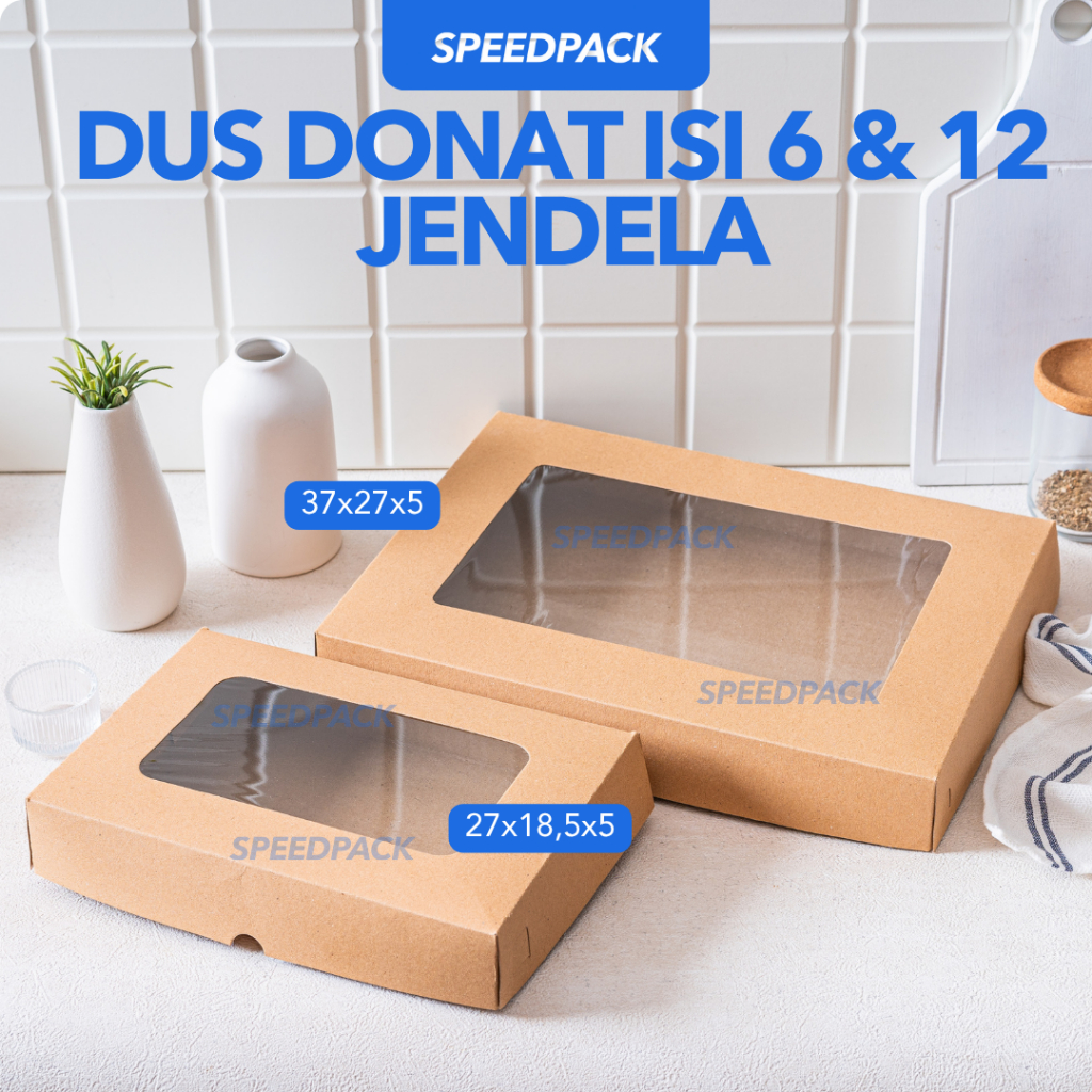 Dus Donat isi 6 dan isi 12 Jendela 27x18.5x5 & 37x12x5 | Box Kue Mika Atas 365gsm Tebal Premium