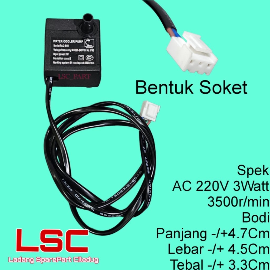 Water Cooler Pump Sharp Ac 220 V 3 Watt Honey Pompa Kipas Angin Coler Well
