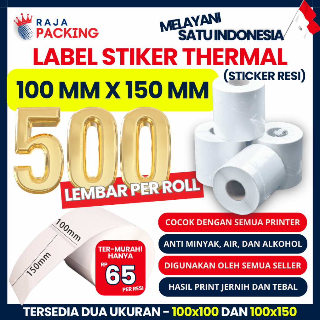 

Label Sticker Thermal Resi 100x150 isi 500 Lembar Ukuran A6