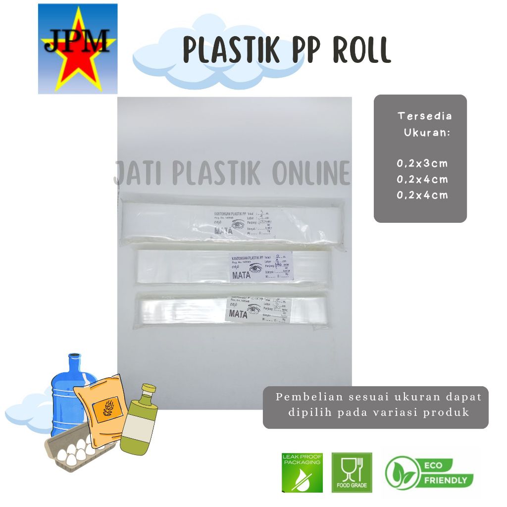 

Plastik PP Roll Mata Tebal 0,2 0,3 / PP Rol Bening Mata / Plastik Rol Bening Mata / Plastik PP Roll Panjang ± 100 m