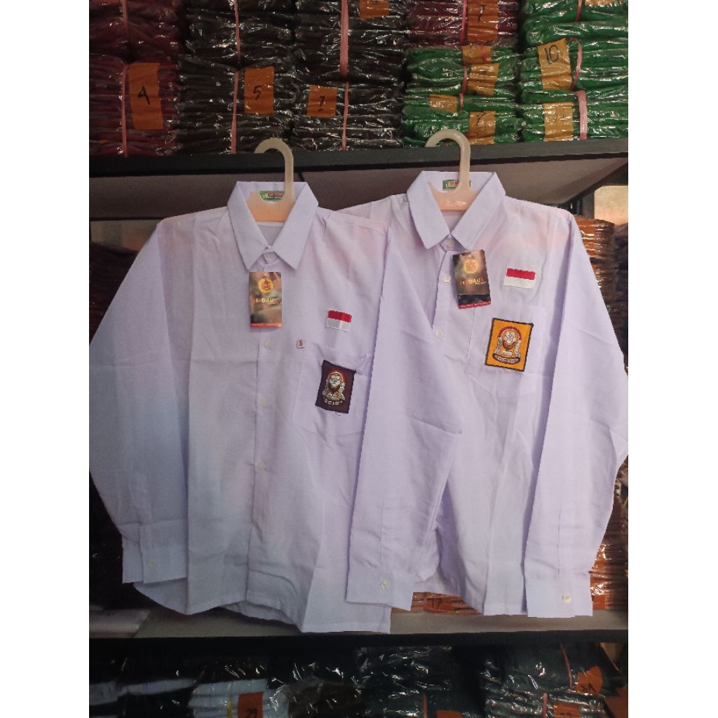 Seragam Sekolah/Baju putih lengan panjang Anak Sekolah/Kemeja Putih Lengan Panjang SMP&SMA Merk Fird