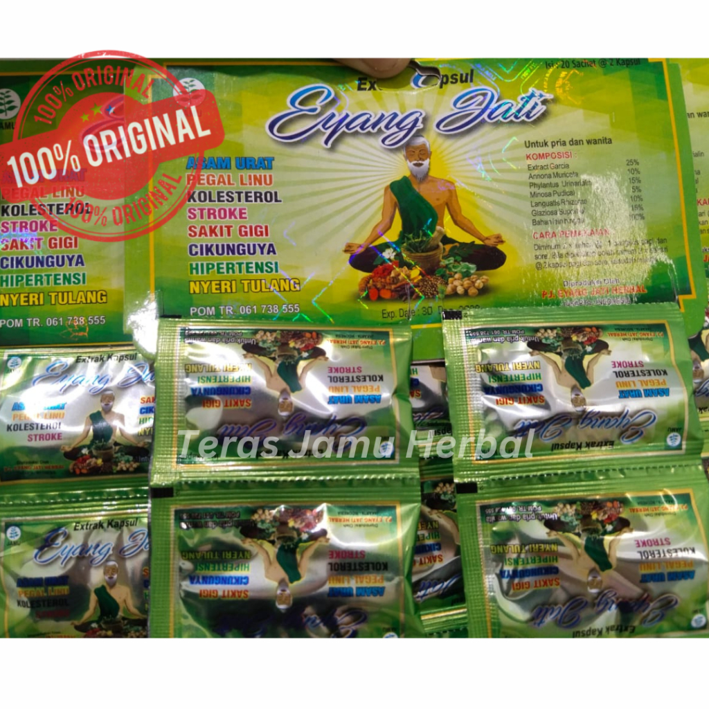 

Herbal Eyang Jati Kapsul - Original Kapsul Asam urat dan Pegal linu isi 20 sachet @2 kapsul