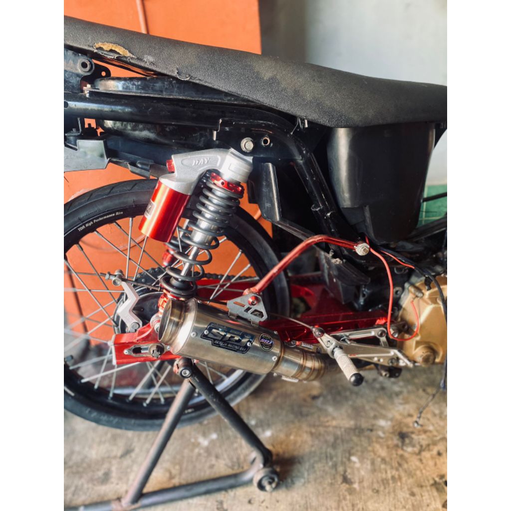 (fulset & box) knalpot srj racing 354 type kompetisi cp3 15 cm spek 200cc ngebas gahar all Supra x 1