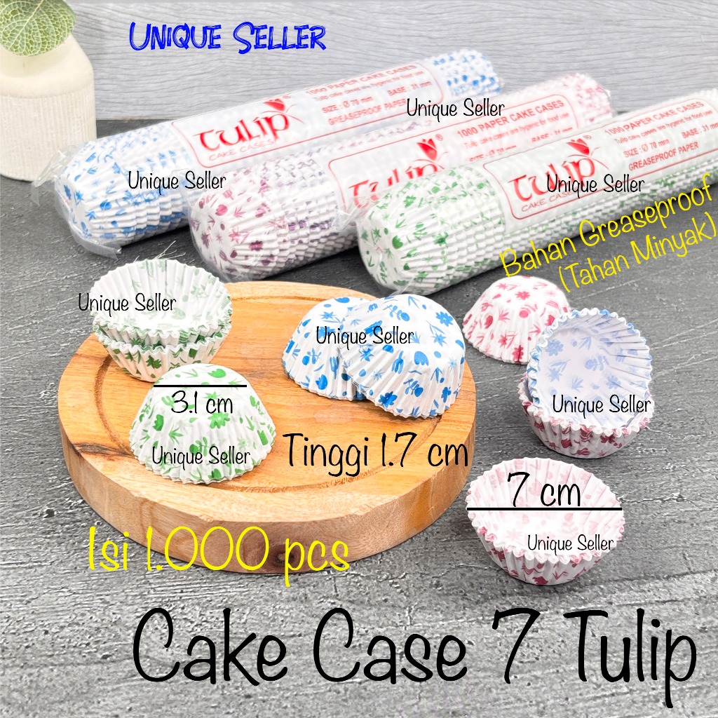 [Isi1000] Cake Case 7 MOTIF TULIP Anti Minyak Greaseproof Paper Kertas Alas Pie Susu Mochi Kue Kacan