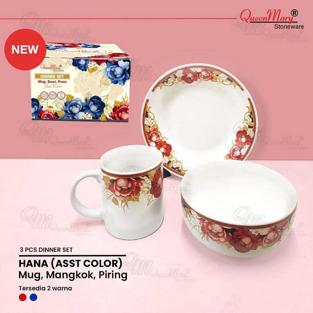NEW HAMPERS KERAMIK 3 IN 1 SET / HAMPERS MANGKOK PIRING DAN GELAS KERAMIK - MURAH / HAMPERS HANNA SE
