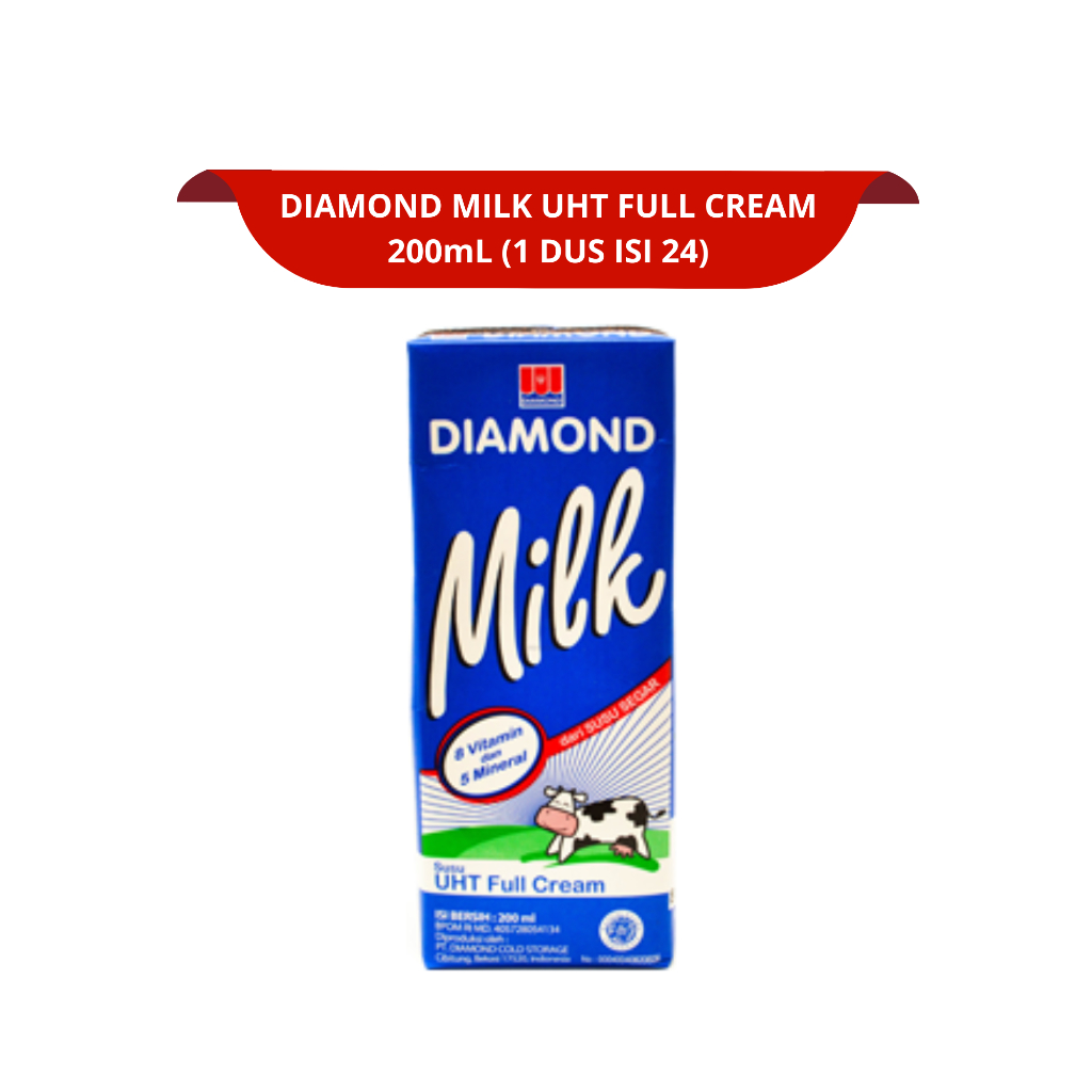 

[1 DUS ISI 24] DIAMOND SUSU UHT 200mL FULL CREAM - COKLAT - STRAWBERRY
