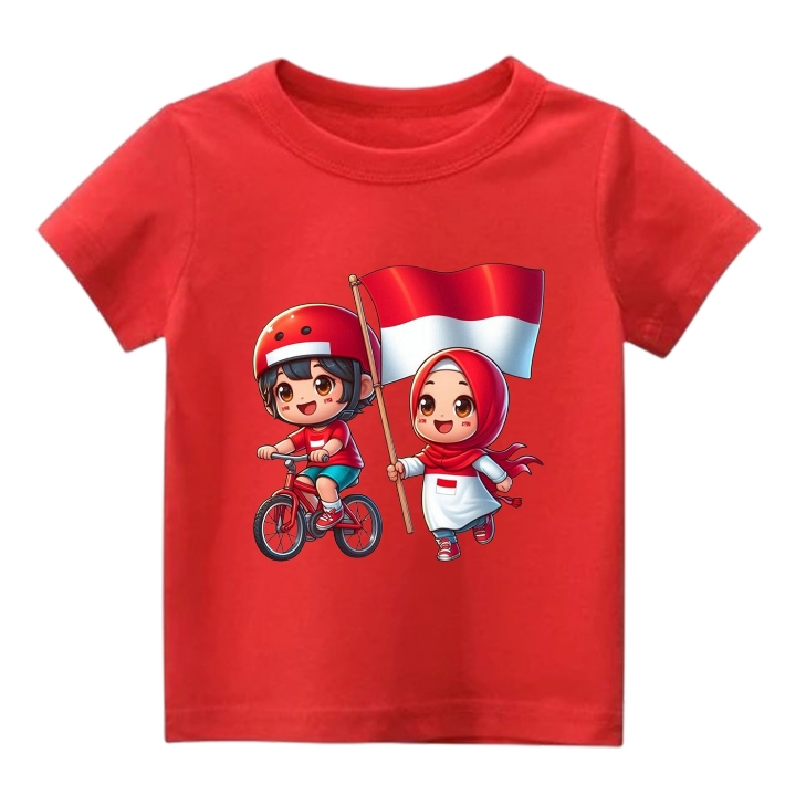 Atasan Merah Putih Anak Perempuan Motif Indonesia Merdeka ke 80 / Baju Agustusan Anak Perempuan / Ba