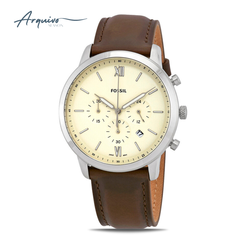 Jam Tangan Fossil Pria Neutra Analog Chronograph Kulit Casual Original FS5380
