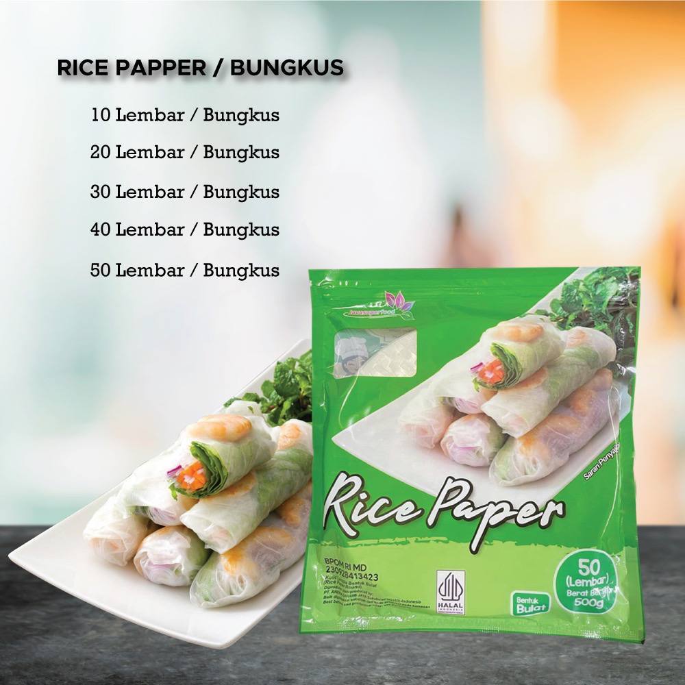 

Java Rice Paper Bulat 300gr (30 lembar) - Java Rice Paper Kotak 300gr (30 lembar) - Banh Trang High Quality Rice Paper - Kulit Lumpia Vietnam Rice Paper