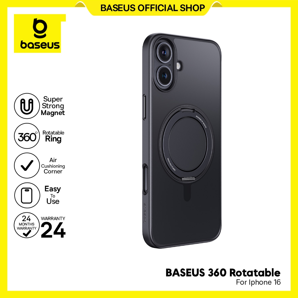 Baseus Magnetic Phone Case Iphone16 Series with Ring Stand Black