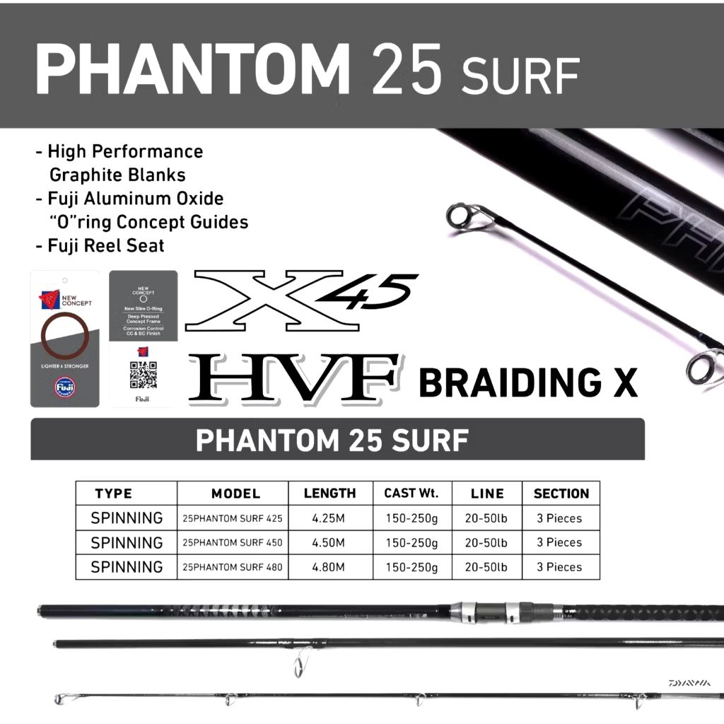 Joran Daiwa PHANTOM SURF 2025  425 | 450 | 480  |JORAN PASIRAN | SURF CASTING | SAMBUNG 3