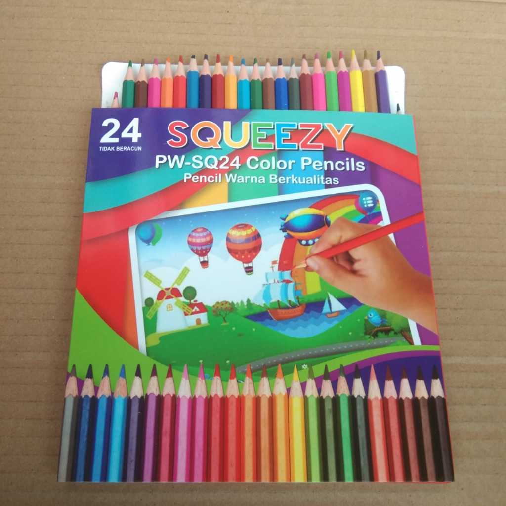

Pensil Warna 24 warna Ukuran Panjang Squeezy