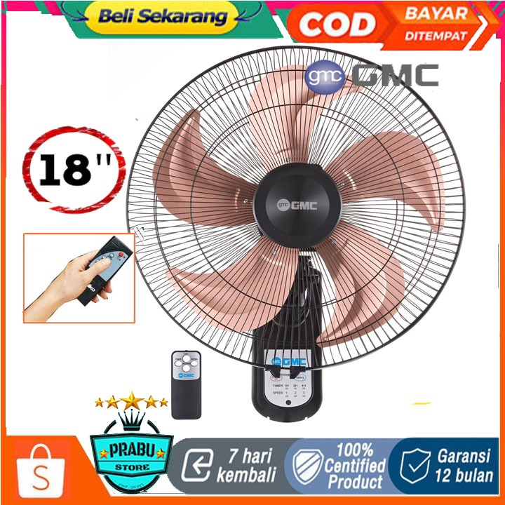 GMC Wall Fan 521 remote 18 inch Besi / Kipas Angin Dinding gantung Remot / kipas tembok 18 inch