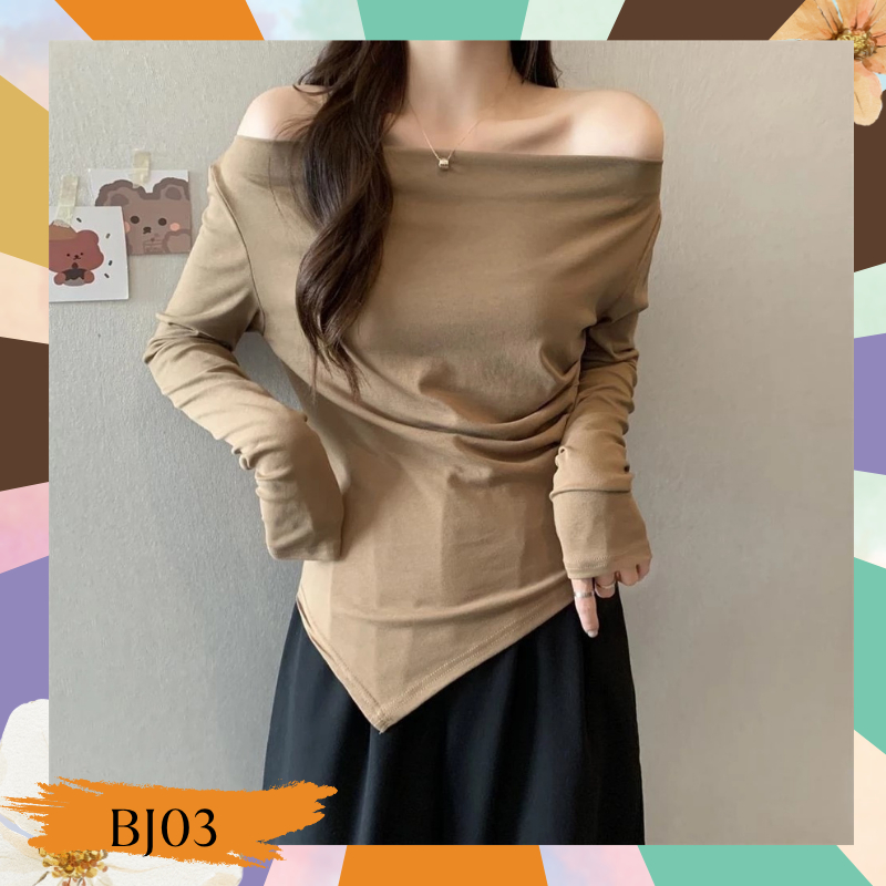 Baju Sabrina Baju Sweater Rajut Wanita Korea Bahu Lengan Panjang Seksi Atasan Kaos Knit Premium BJ03