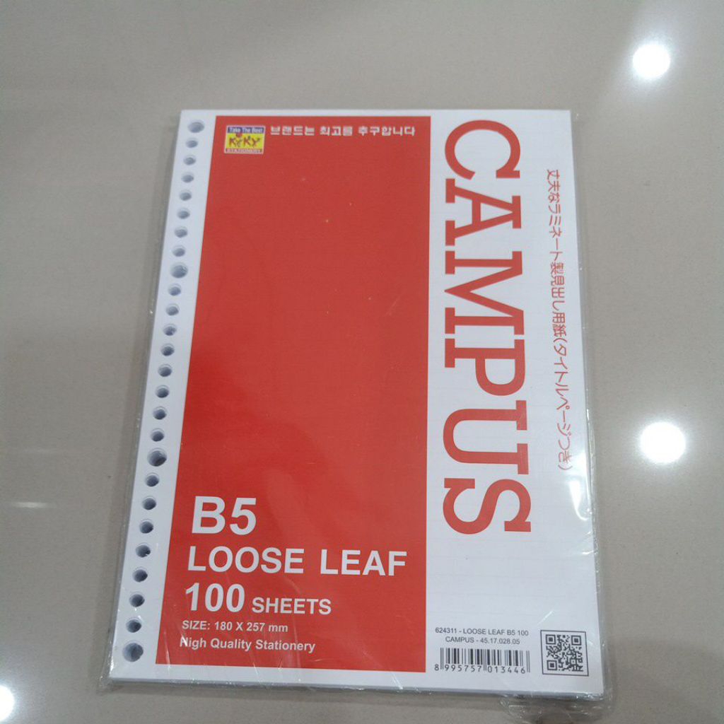

Kiki Kertas B5 Loose Leaf Campus Isi 100 Sheets Ukuran 180×257mm