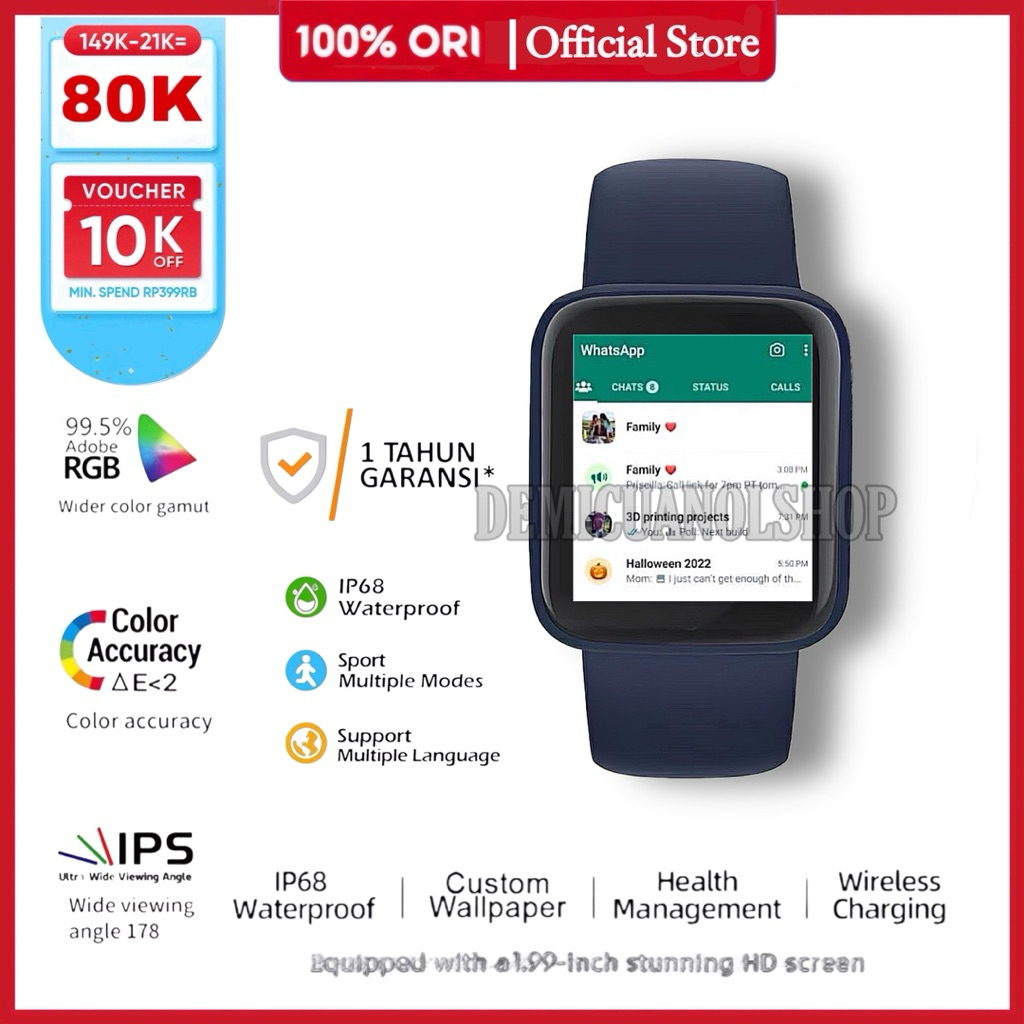 jam Tangan Pintar Hp Android Tahan Air SmartWatch Pria Wanita Elegan Mewah