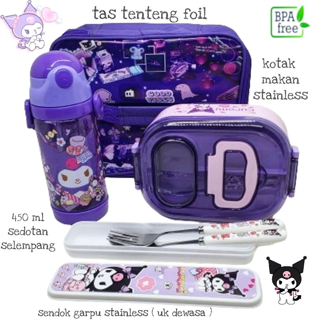 Set bekal anak Kuromi stainless