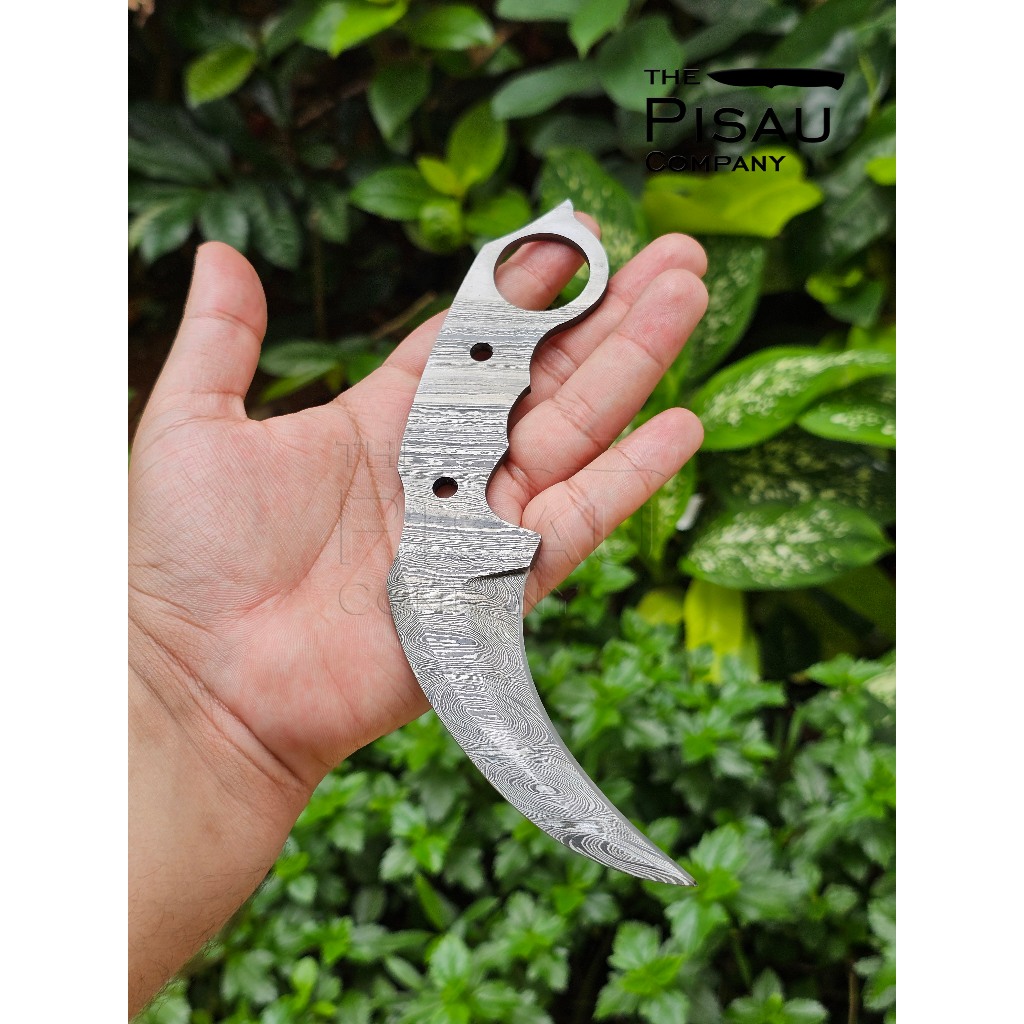 Ready Stock - Pisau Import Karambit Damaskus Blank Blade  | Pisau Handmade Damascus Blank Blade - Mo