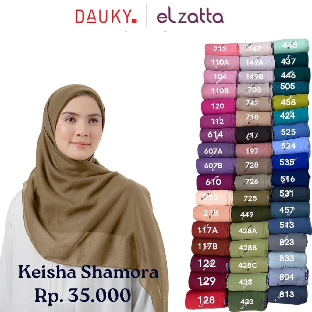 Keisha shamora elzatta kerudung elzatta original segi empat polos elzatta terlengkap