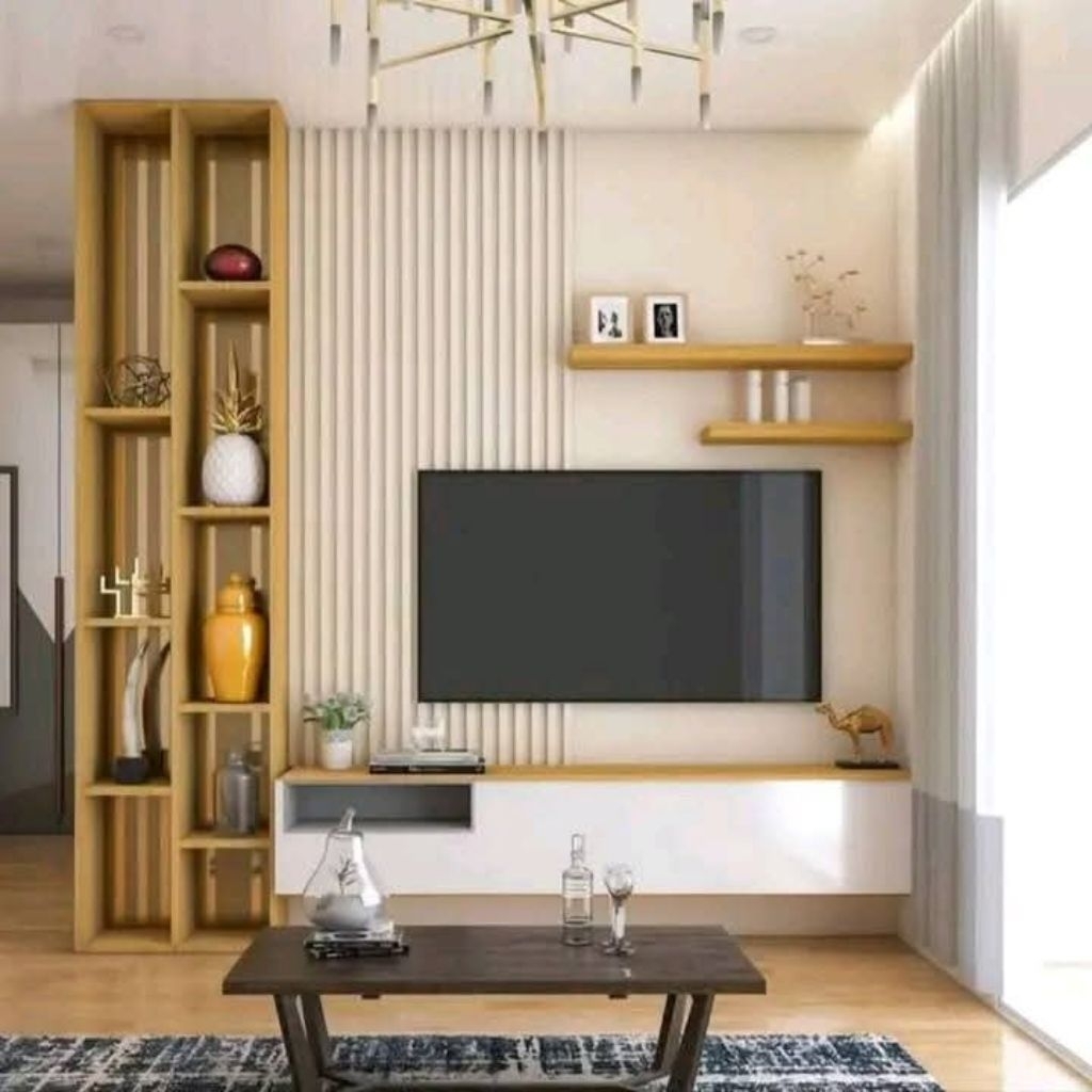 Backdrop TV Custom Minimalis – Biar Ruang Tamu Nggak Kosong Kosong Amat | Bisa COD Kediri Tulungagun