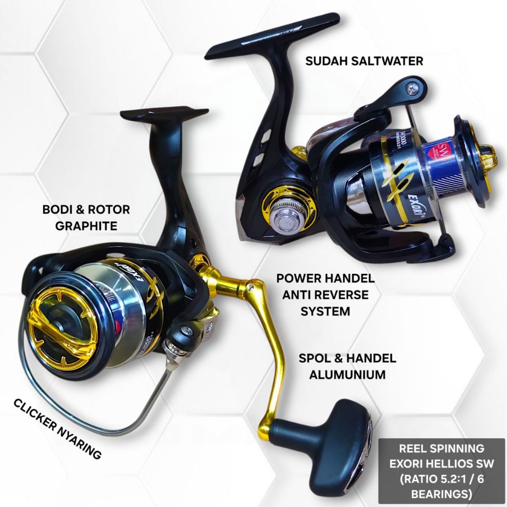 Reel Spinning Exori Hellios SW (5.2:1 / 6 Ball Bearing) / Reel Pancing EXORI Helios SW Original
