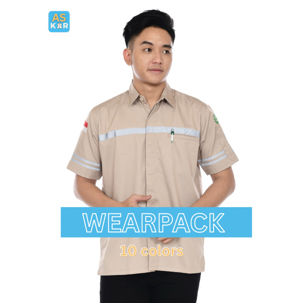 Atasan wearpack tangan pendek/kemeja safety bisa tambah bordir/baju karyawan tambang lapangan