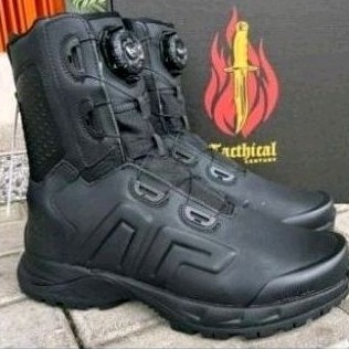 KODE I69I SEPATU PDL BOA TACTHICAL CENTURY FULL KULIT SAPI BRIMOB WARNA HITAM TALI PUTAR
