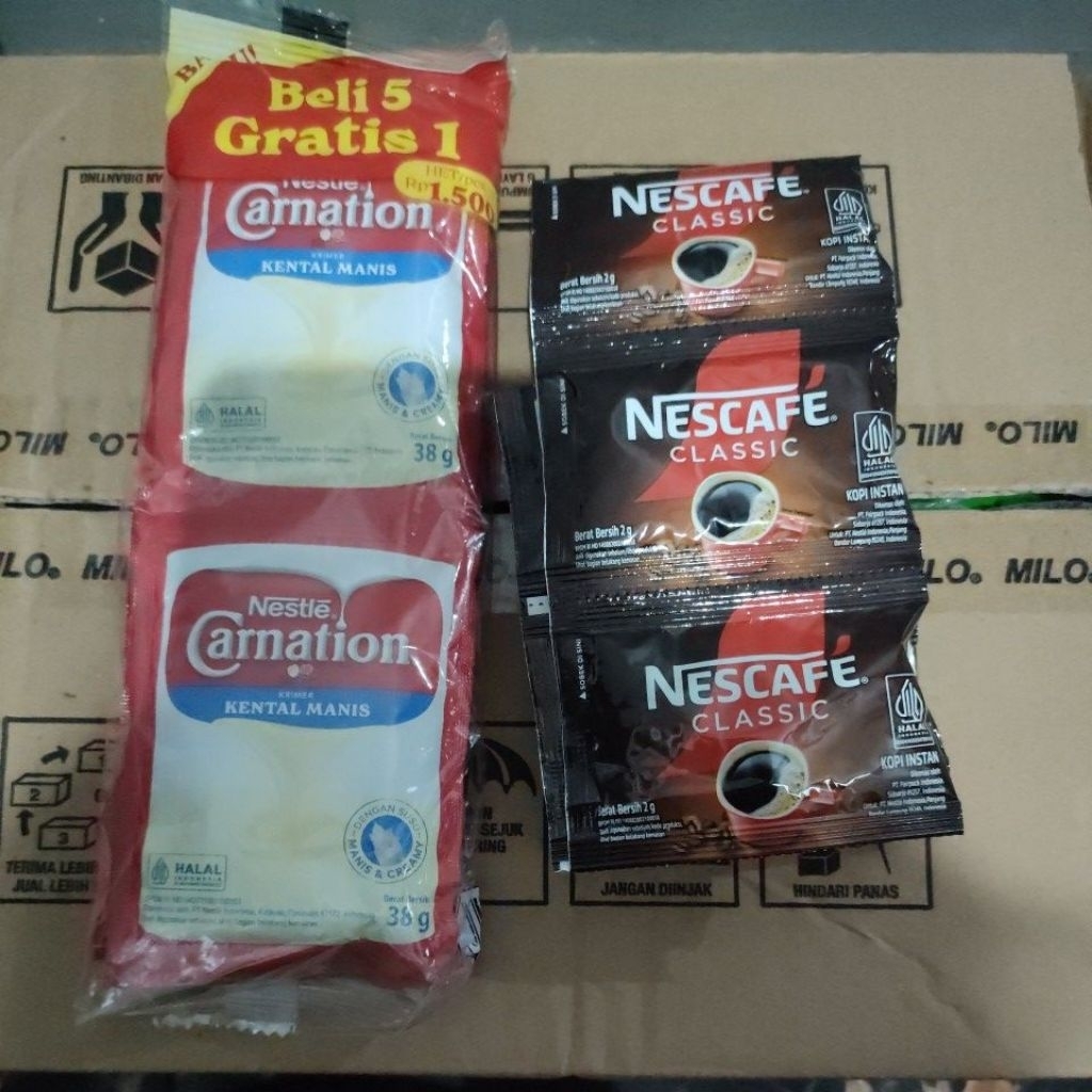 

Paket Hemat Nescafe Classic 2 gram + Carnation sachet