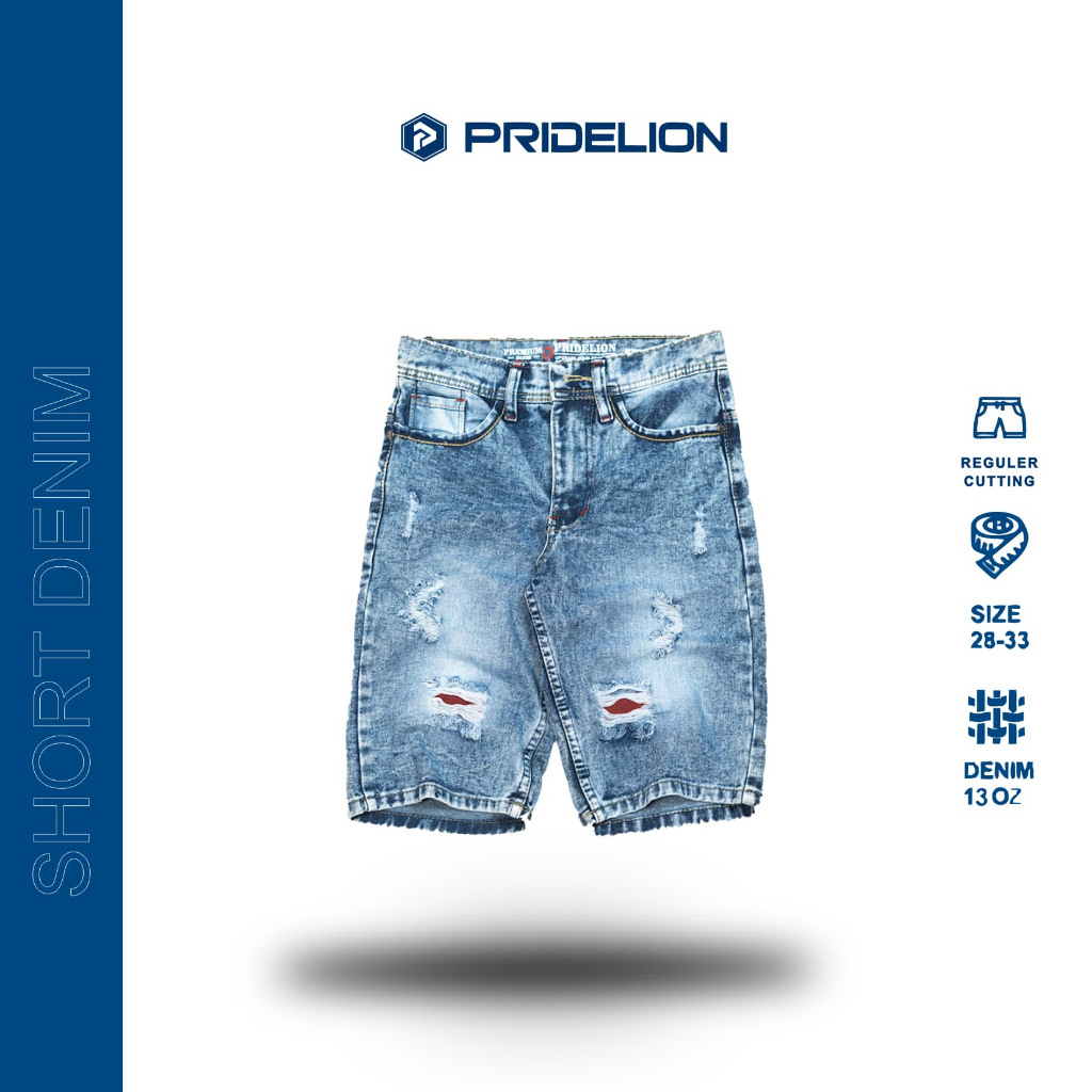 Pridelion - Celana Jeans Pendek Sobek Lapis Pria Jeans Pendek Ripped Robek Pria Premium Distro NEW