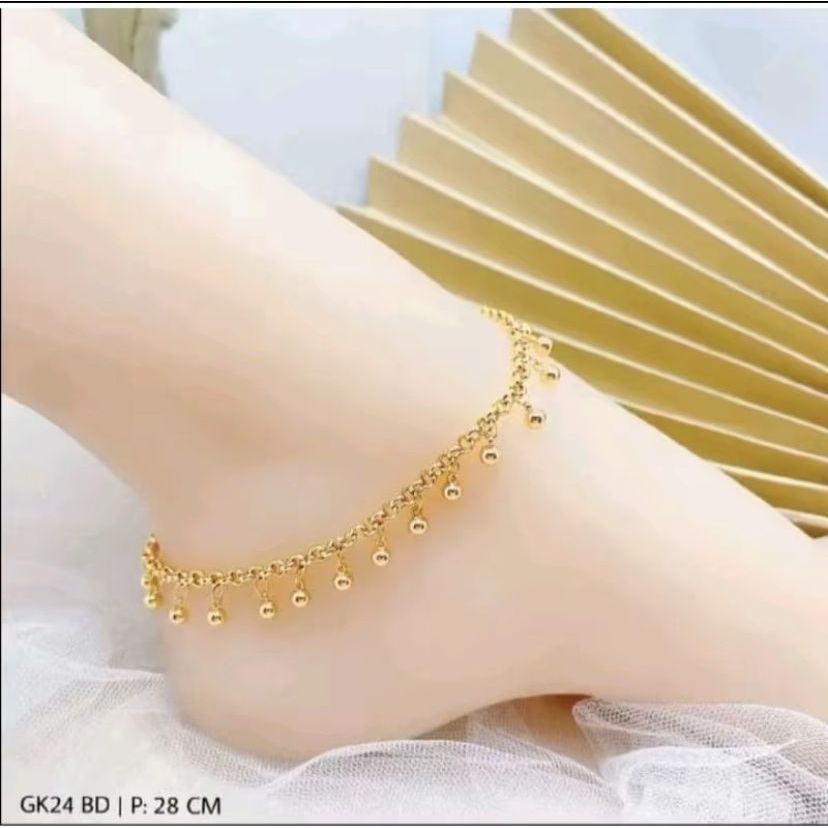 GELANG KAKI TITANIUM AKSESORIS WANITA INDIA ANTI KARAT ANTI LUNTUR