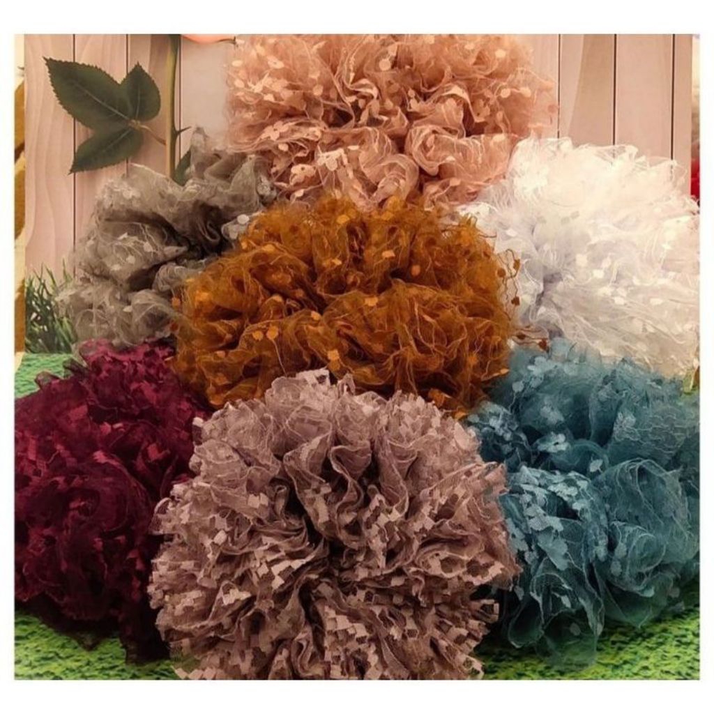 CEPOL HIJAB ANTI KEMPES SUPER JUMBO TILE BRUKAT Lokal scrunchie penambah volume hijab